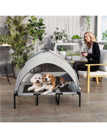 PawHut Portable Elevated Dog Bed with Removable Canopy, Cooling Raised Pet Cot for Large Dogs, 106 x 76 x 94 cm - pic 159814 | FastDaddyshop