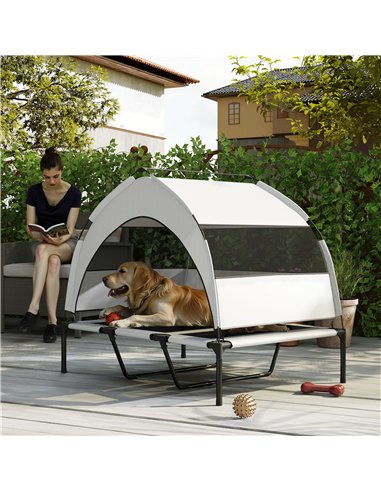 PawHut Portable Elevated Dog Bed with Removable Canopy, Cooling Raised Pet Cot for Large Dogs, 106 x 76 x 94 cm