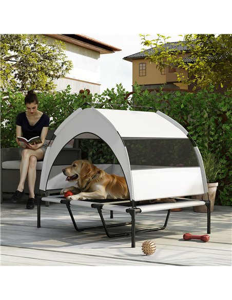 PawHut Portable Elevated Dog Bed with Removable Canopy, Cooling Raised Pet Cot for Large Dogs, 106 x 76 x 94 cm - pic 159815 | FastDaddyshop