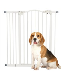 PawHut Pressure Fit Dog Stair Gate No Drilling Safety Gate Auto Close for Doorways, Hallways, 74-94cm Adjustable, 94cm Tall, Whi