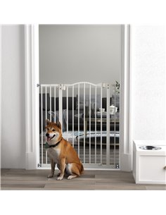 PawHut Pressure Fit Dog Stair Gate No Drilling Safety Gate Auto Close for Doorways, Hallways, 74-94cm Adjustable, 94cm Tall, Whi 2