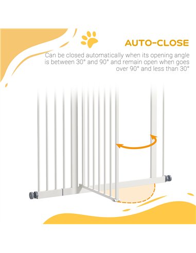 PawHut Pressure Fit Dog Stair Gate No Drilling Safety Gate Auto Close for Doorways, Hallways, 74-94cm Adjustable, 94cm Tall, Whi