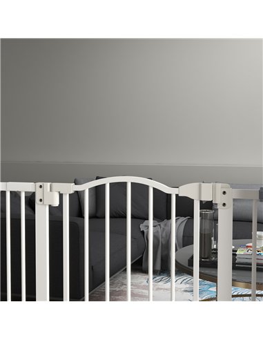 PawHut Pressure Fit Dog Stair Gate No Drilling Safety Gate Auto Close for Doorways, Hallways, 74-94cm Adjustable, 94cm Tall, Whi