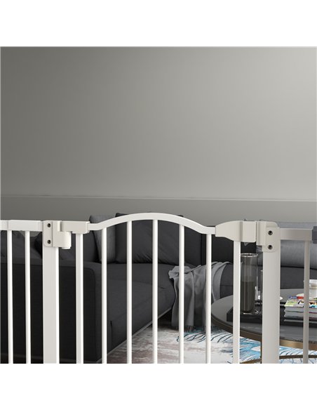 PawHut Pressure Fit Dog Stair Gate No Drilling Safety Gate Auto Close for Doorways, Hallways, 74-94cm Adjustable, 94cm Tall, Whi - pic 159833 | FastDaddyshop