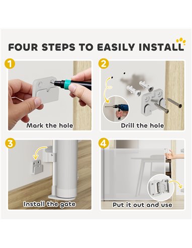 PawHut Retractable Stair Gate Extends Up to 140 cm Wide, Dog Gate for Doorways, Stairways, Hallways, Grey