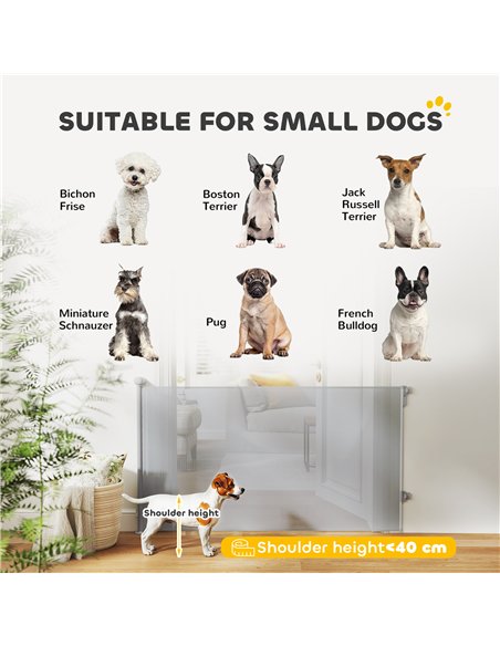 PawHut Retractable Stair Gate Extends Up to 140 cm Wide, Dog Gate for Doorways, Stairways, Hallways, Grey - pic 159842 | FastDaddyshop