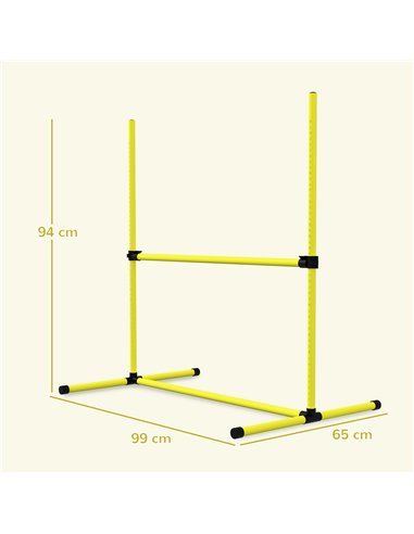 PawHut 4 Pieces Dog Agility Training Equipment, Adjustable Height Jumps Hurdle with Carrying Bag for Outdoor, Yellow