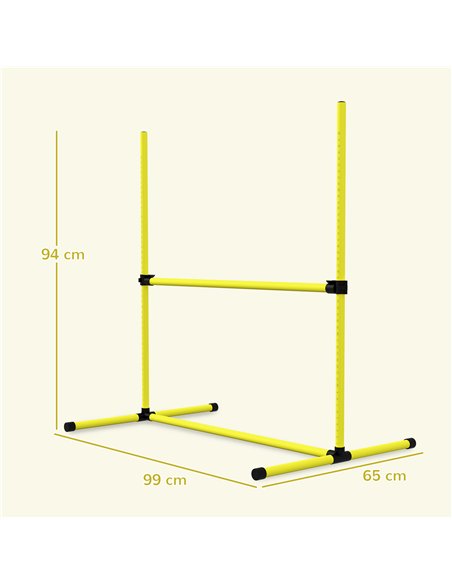 PawHut 4 Pieces Dog Agility Training Equipment, Adjustable Height Jumps Hurdle with Carrying Bag for Outdoor, Yellow - pic 159854 | FastDaddyshop