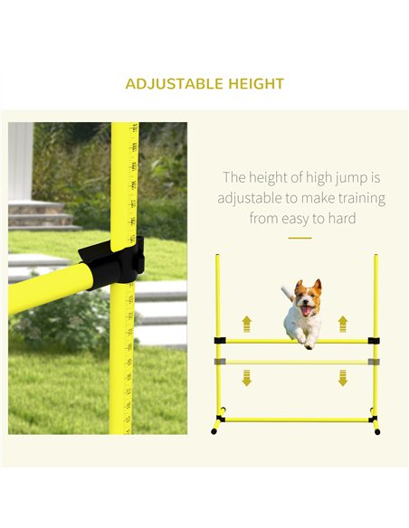 PawHut 4 Pieces Dog Agility Training Equipment, Adjustable Height Jumps Hurdle with Carrying Bag for Outdoor, Yellow - pic 159855 | FastDaddyshop