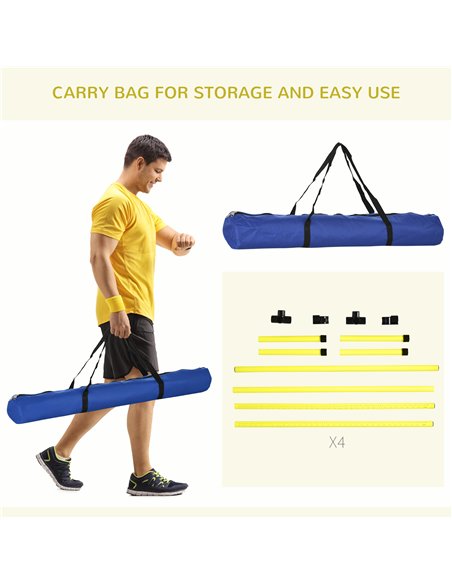 PawHut 4 Pieces Dog Agility Training Equipment, Adjustable Height Jumps Hurdle with Carrying Bag for Outdoor, Yellow - pic 159857 | FastDaddyshop