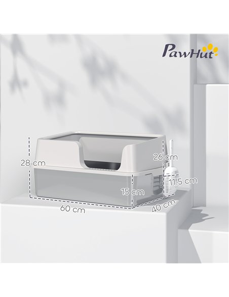 PawHut Stainless Steel Litter Box with Detachable Rim, Scoop, Easy Cleaning, Odour-Resistant, 60 x 40 x 28 cm - pic 159872 | FastDaddyshop