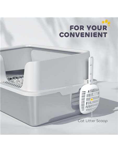 PawHut Stainless Steel Litter Box with Detachable Rim, Scoop, Easy Cleaning, Odour-Resistant, 60 x 40 x 28 cm - pic 159876 | FastDaddyshop