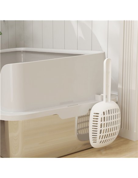 PawHut Stainless Steel Litter Box with Detachable Rim, Scoop, Easy Cleaning, Odour-Resistant, 60 x 40 x 28 cm - pic 159878 | FastDaddyshop