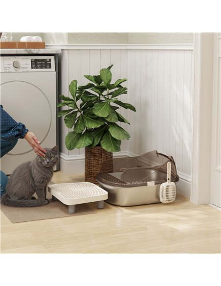 PawHut Stainless Steel Litter Box with Lid, High Wall Sided Enclosure, Pedal, Scoop, Non-Sticky, Anti-Leakage, Easy Cleaning - pic 159880 | FastDaddyshop