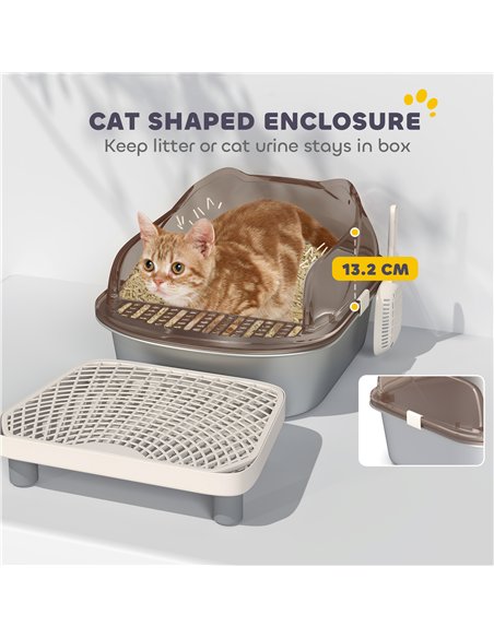PawHut Stainless Steel Litter Box with Lid, High Wall Sided Enclosure, Pedal, Scoop, Non-Sticky, Anti-Leakage, Easy Cleaning - pic 159882 | FastDaddyshop