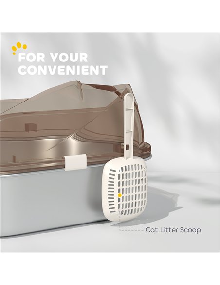 PawHut Stainless Steel Litter Box with Lid, High Wall Sided Enclosure, Pedal, Scoop, Non-Sticky, Anti-Leakage, Easy Cleaning - pic 159885 | FastDaddyshop