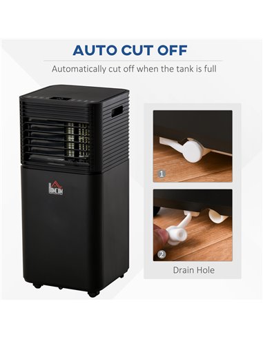 Homcom Mobile Air Conditioner with Remote Control, Timer, LED Display, Auto Shut-Down 785W, Black