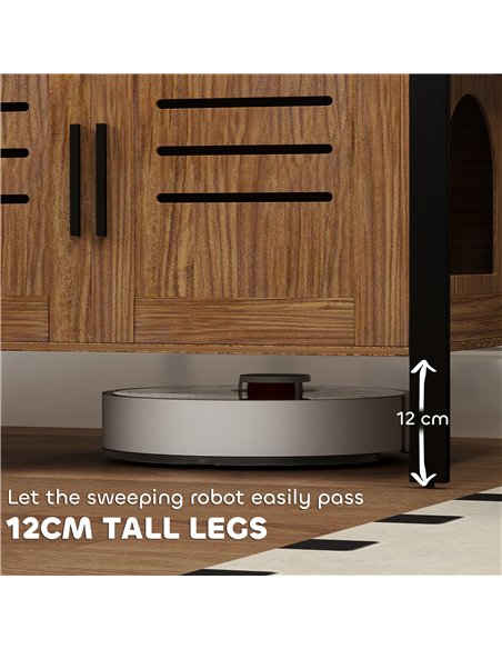 PawHut Cat Litter Box Enclosure with Tall Legs, Scratching Board, Double Doors, Ventilation Holes, 80 x 45 x 50 cm, Dark Brown - pic 159894 | FastDaddyshop