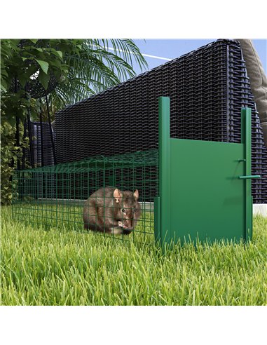 Outsunny Single Door Humane Rat Trap for Small Animals, Metal Outdoor and Indoor Squirrel Trap for Mice, Cats, Rabbits, 100 X 25