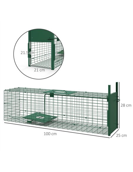 Outsunny Single Door Humane Rat Trap for Small Animals, Metal Outdoor and Indoor Squirrel Trap for Mice, Cats, Rabbits, 100 X 25 - pic 159899 | FastDaddyshop