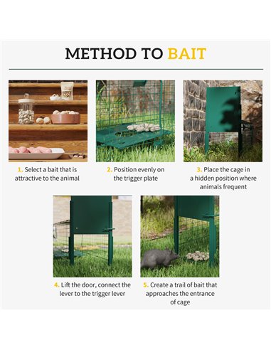 Outsunny Single Door Humane Rat Trap for Small Animals, Metal Outdoor and Indoor Squirrel Trap for Mice, Cats, Rabbits, 100 X 25