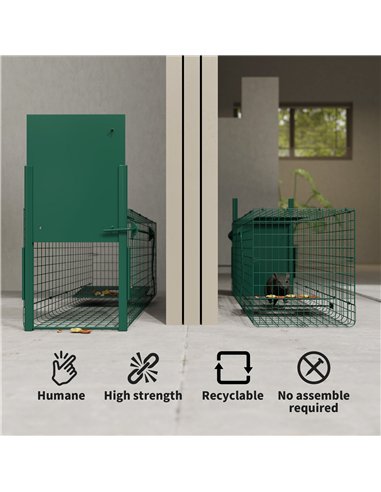 Outsunny Single Door Humane Rat Trap for Small Animals, Metal Outdoor and Indoor Squirrel Trap for Mice, Cats, Rabbits, 100 X 25