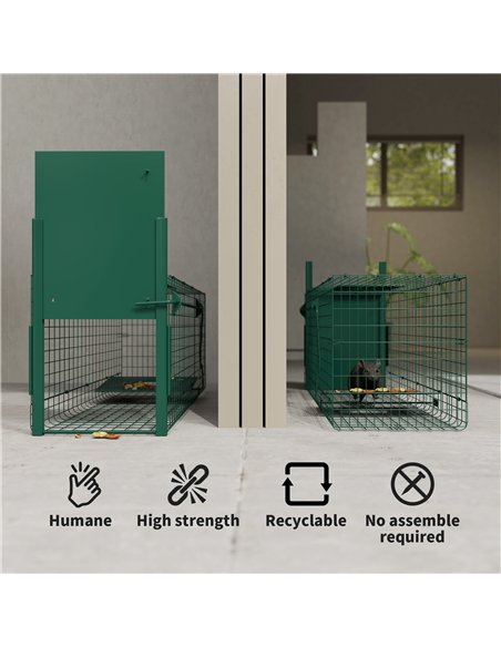 Outsunny Single Door Humane Rat Trap for Small Animals, Metal Outdoor and Indoor Squirrel Trap for Mice, Cats, Rabbits, 100 X 25 - pic 159901 | FastDaddyshop