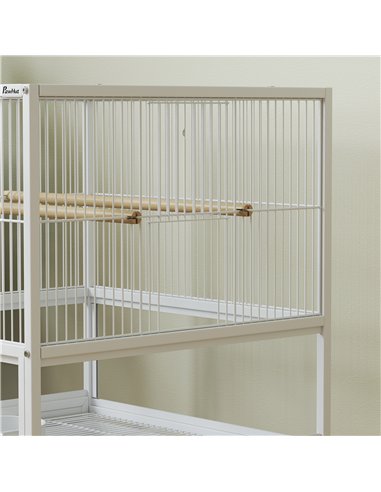 PawHut Bird Cage with Rolling Stand, Acrylic Viewing Panels, Storage Shelf, for Budgie, Parakeet, 48 x 46 x 83 cm