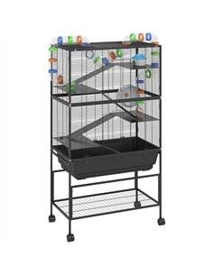 PawHut 5 Tier Large Hamster Cage on Wheels with 17 cm Deep Tray, Storage Shelf for Syrian, Gerbil, Rats