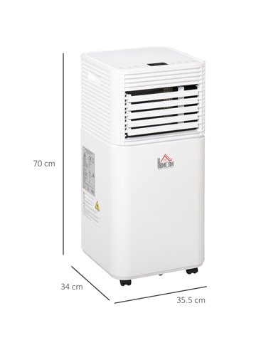 Homcom Mobile Air Conditioner with Fan, Remote Control, Timer, LED Display, Auto Shut-Down 785W, White