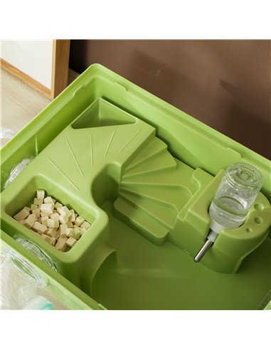PawHut 3-Tier Hamster Cage with Transparent Top, Sand Bathroom, Exercise Wheel, Hideout Room, Tubes, 45 x 28 x 60 cm, Green