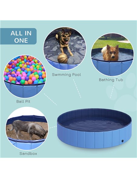 PawHut Foldable Dog Paddling Pool Pet Cat Swimming Pool Indoor/Outdoor Collapsible Summer Bathing Tub Shower Tub Puppy Washer (Φ - pic 159945 | FastDaddyshop
