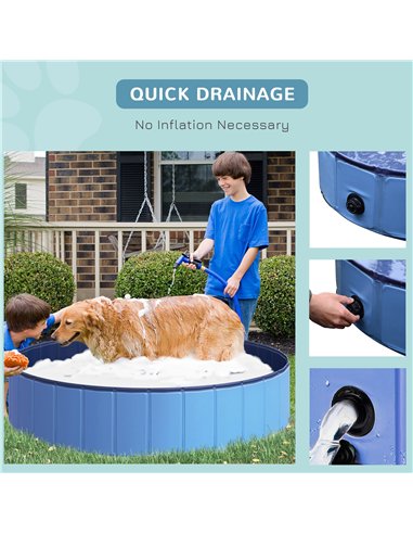 PawHut Foldable Dog Paddling Pool Pet Cat Swimming Pool Indoor/Outdoor Collapsible Summer Bathing Tub Shower Tub Puppy Washer (Φ