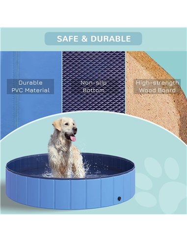 PawHut Foldable Dog Paddling Pool Pet Cat Swimming Pool Indoor/Outdoor Collapsible Summer Bathing Tub Shower Tub Puppy Washer (Φ