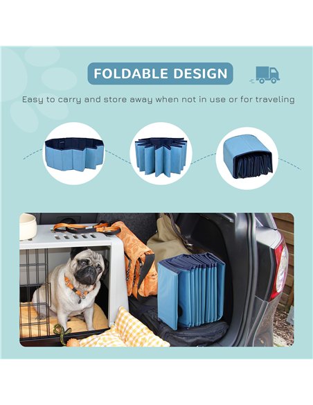 PawHut Foldable Dog Paddling Pool Pet Cat Swimming Pool Indoor/Outdoor Collapsible Summer Bathing Tub Shower Tub Puppy Washer (Φ - pic 159948 | FastDaddyshop