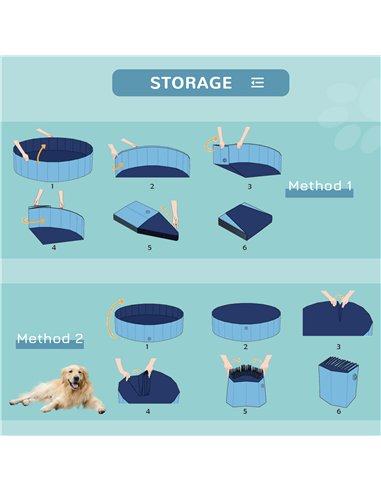 PawHut Foldable Dog Paddling Pool Pet Cat Swimming Pool Indoor/Outdoor Collapsible Summer Bathing Tub Shower Tub Puppy Washer (Φ