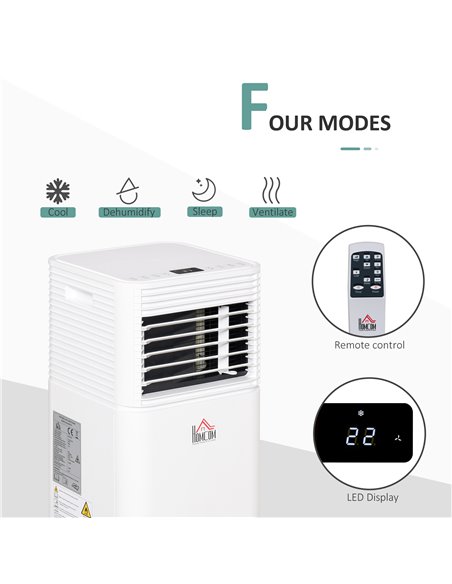 Homcom Mobile Air Conditioner with Fan, Remote Control, Timer, LED Display, Auto Shut-Down 785W, White - pic 15995 | FastDaddyshop