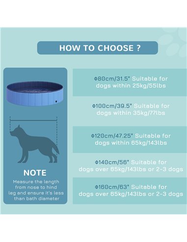 PawHut Foldable Dog Paddling Pool Pet Cat Swimming Pool Indoor/Outdoor Collapsible Summer Bathing Tub Shower Tub Puppy Washer (Φ