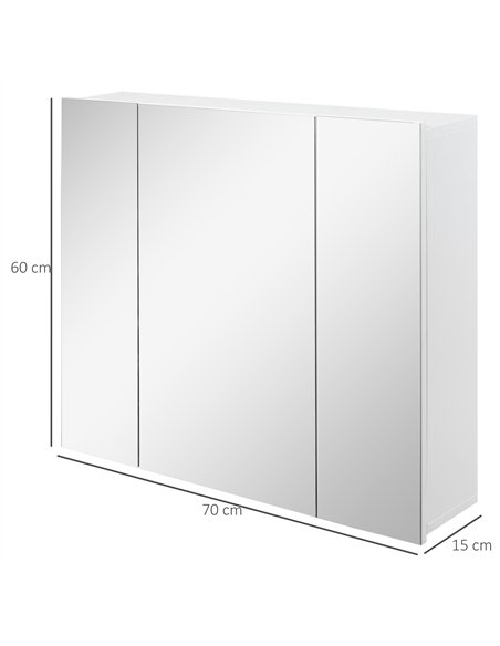 kleankin Wall Mounted Mirror Cabinet - White - pic 159953 | FastDaddyshop