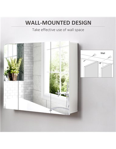 kleankin Wall Mounted Mirror Cabinet - White