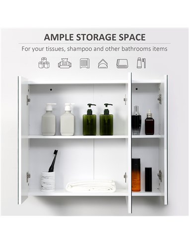 kleankin Wall Mounted Mirror Cabinet - White