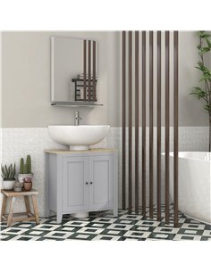 kleankin Under Sink Cabinet, Bathroom Sink Cabinet with 2 Doors, Pedestal Under Sink Design, Freestanding Bathroom Cupboard with 2