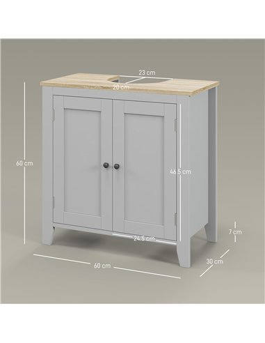 kleankin Under Sink Cabinet, Bathroom Sink Cabinet with 2 Doors, Pedestal Under Sink Design, Freestanding Bathroom Cupboard with