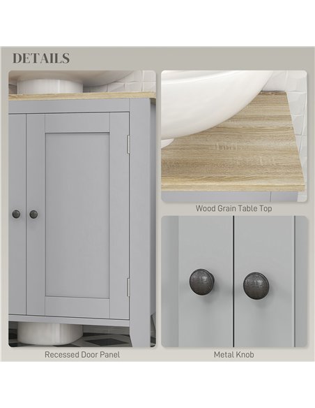 kleankin Under Sink Cabinet, Bathroom Sink Cabinet with 2 Doors, Pedestal Under Sink Design, Freestanding Bathroom Cupboard with - pic 159965 | FastDaddyshop