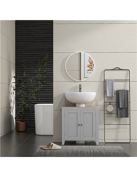 kleankin Under Sink Cabinet, Bathroom Sink Cabinet with 2 Doors, Pedestal Under Sink Design, Freestanding Bathroom Cupboard with - pic 159966 | FastDaddyshop