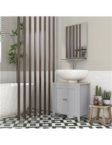 kleankin Under Sink Cabinet, Bathroom Sink Cabinet with 2 Doors, Pedestal Under Sink Design, Freestanding Bathroom Cupboard with