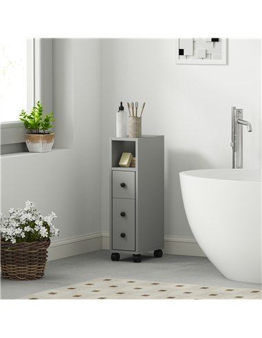 kleankin Slimline Bathroom Storage Cabinet - Grey