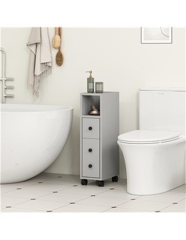 kleankin Slimline Bathroom Storage Cabinet - Grey