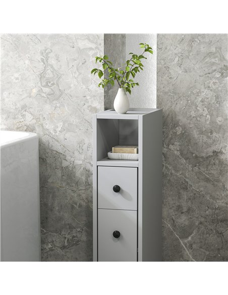 kleankin Slimline Bathroom Storage Cabinet - Grey - pic 159994 | FastDaddyshop