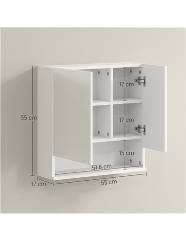 kleankin Wall Mounted Bathroom Storage Cupboard - White